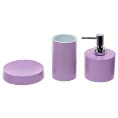 Lilac Bathroom Accessory Set With Short Soap Dispenser
